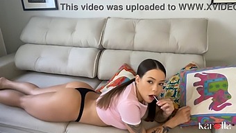Young Brunette Exchanges Lollipop For A Real Penis To Ride